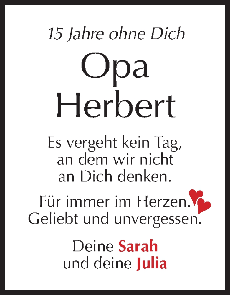  Traueranzeige für Herbert  vom 08.08.2022 aus Hohenloher Tagblatt