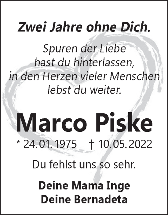 Traueranzeige von Marco Piske von Haller Tagblatt